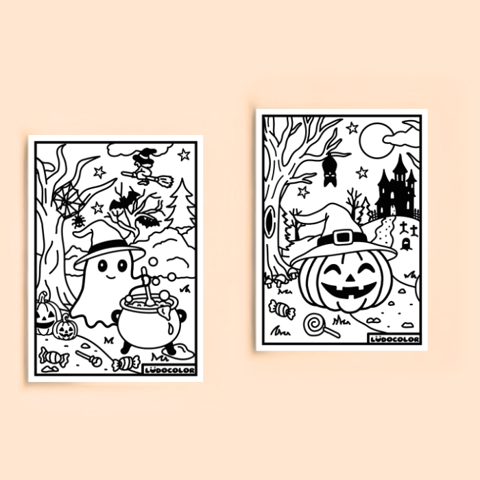 Citrouille - Fantôme - chauve-souris - nuit - halloween