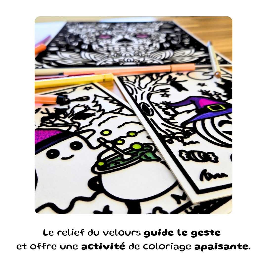 Illustration Halloween Ludocolor avec citrouille, fantôme et ambiance créative pour adultes et enfants.